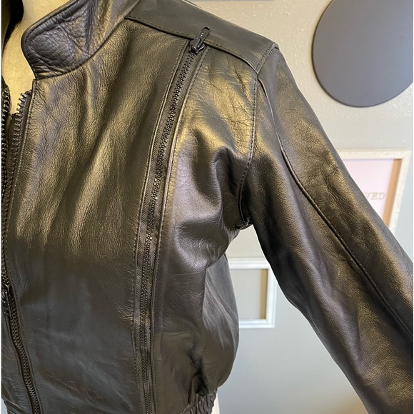 Metro 1 by Superior Vintage Black Leather Bomber Jacket Coat - Picture 4 of 15